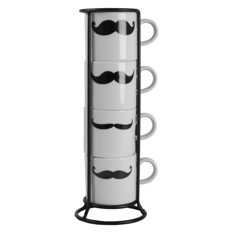 komplet filiżanek do espresso z wąsem